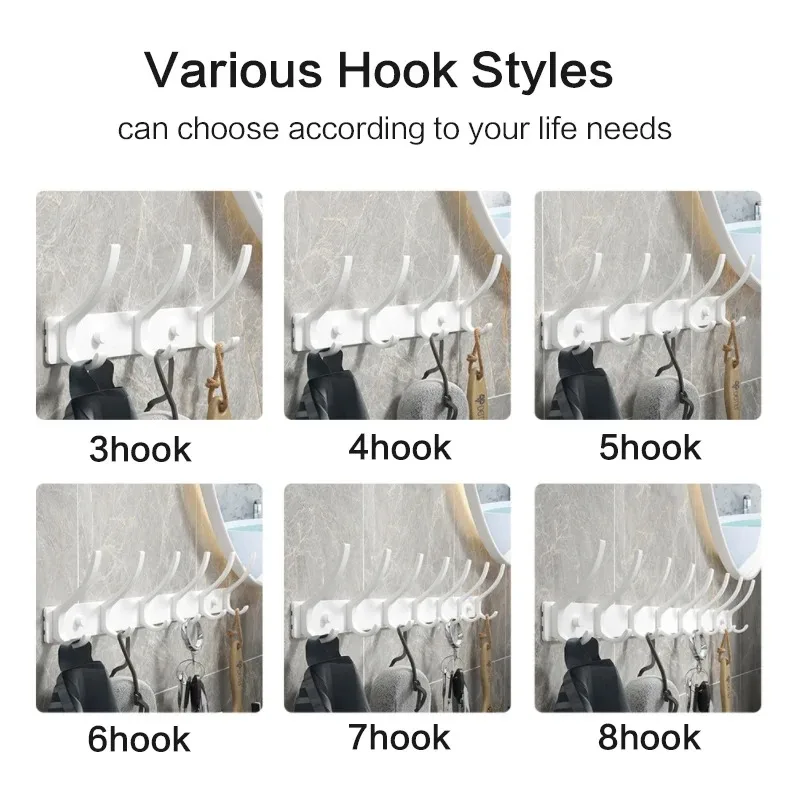 Black white Folding Robe Hooks Towel Hanger Nail Wall Rack Hooks Coat Clothes Holder for Bathroom Kitchen Accessories image 4