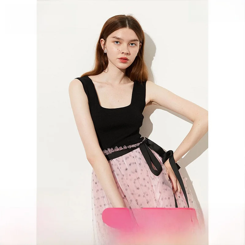 

Faionable Bla Knitted Slim Fit Vest Dplay Summer 2026 Outerwear Ciwalk Commute Casual ort Sle Women's Top