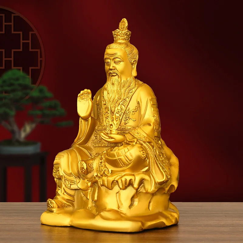 All-Copper Pure Ones Daoist Patriarch Brass Taishang Laojun Yuanshi Lingbao Tianzun Ancestor Statue Three P