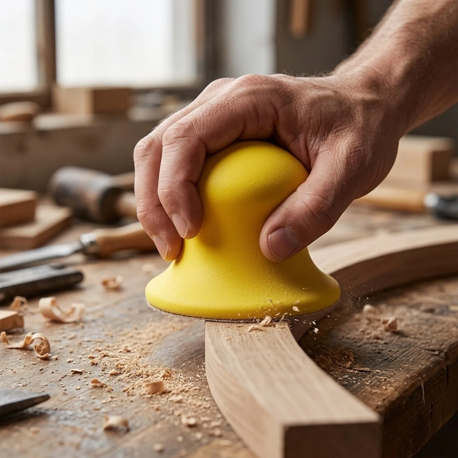 Foam Hand Sanding Block Abrasive Tools For Hand Sanding Hand Sanding 3/4/5/6inch Block Holder Pads Foam Hand Yellow