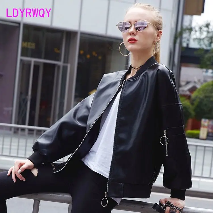 

Baseball jacket, leather jacket, women's spring and autumn Korean version short student PU jacket