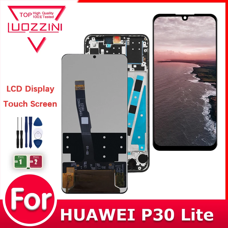 Tested IPS LCD For HUAWEI P30 Lite Nova 4E LCD Display Touch Screen Digitizer Assembly For Huawei MAR-LX1 LX2 AL01 LCD Display