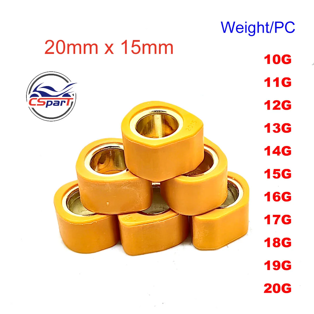 Racing Polygon Variator Rollen 20x15 8G ~ 20G 6 Stück im Set für PCX 125 150 160 HONDA SPI CLICK VARIO SYM SUZUKI KYMCO – Detail 3