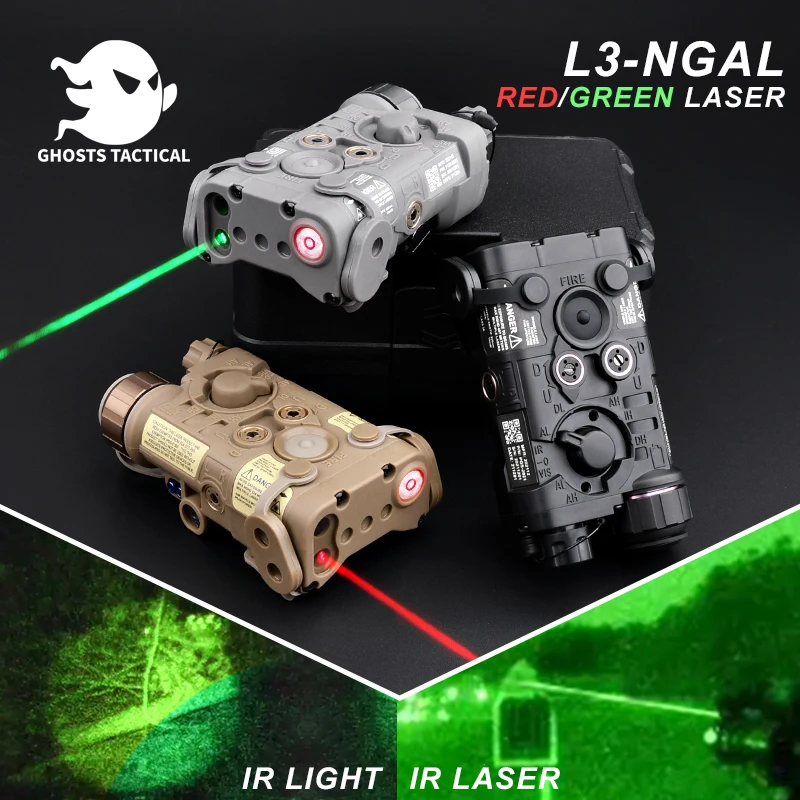 

Airsoft L3 NGAL Red Green Dot IR Laser IR Lighting Night vision LED Storbe Flashlight DBAL A2 PEQ15 Rifle Tactical Weapon light