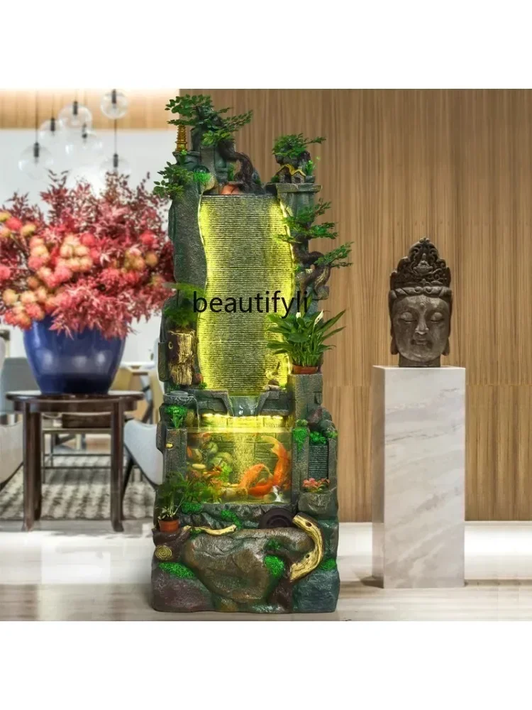 Large Artificial Mountain and Fountain Decoration Fengshui Wheel Lucky  Curtain Wall Fish Tank Fish Pond Decorative Landscaping