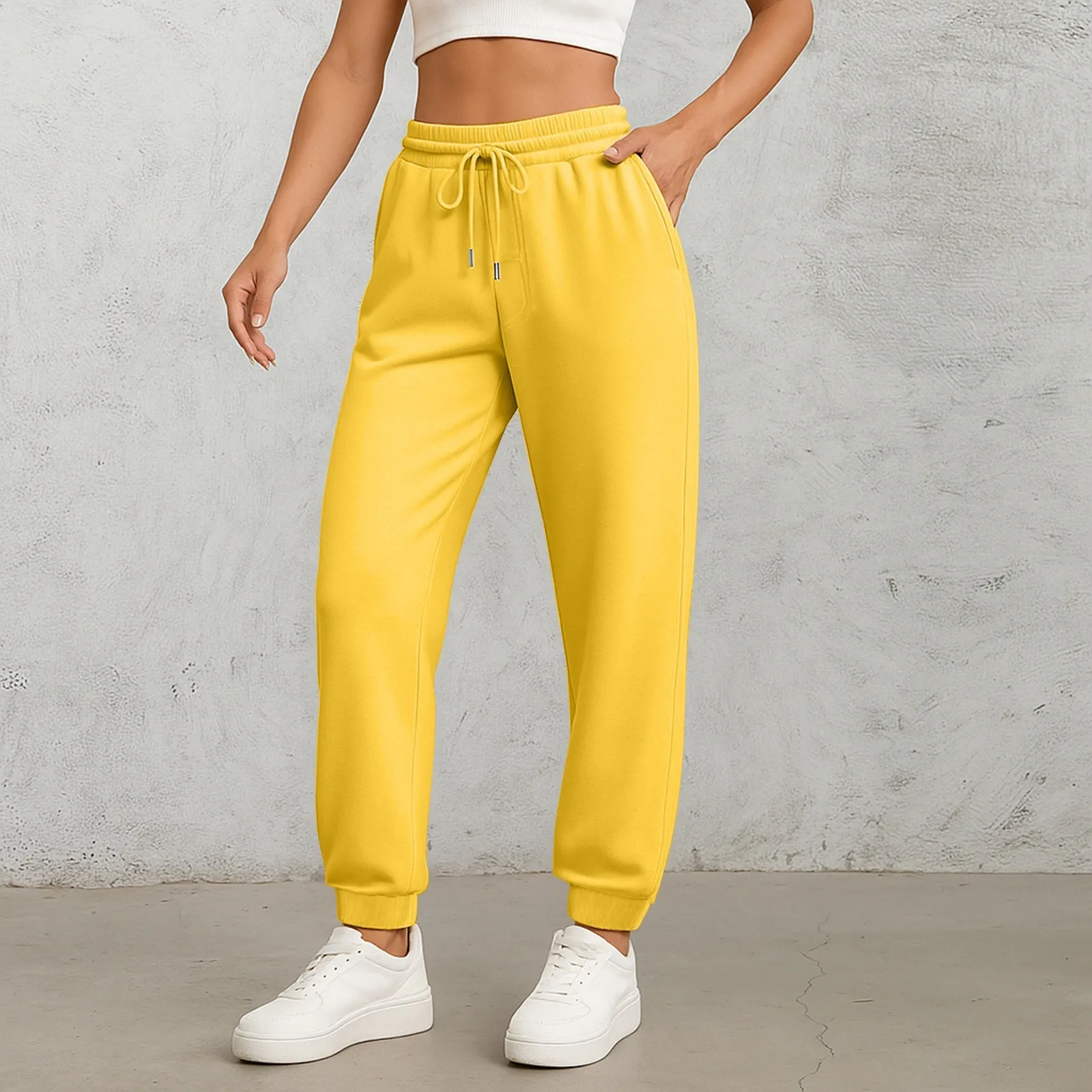 Damen-Sport-Fleece-Jogginghose mit „California Rising Star“-Aufdruck, warme, gebürstete, lange Hose im Hip-Hop-Stil, Streetwear für Damen – Detail 8