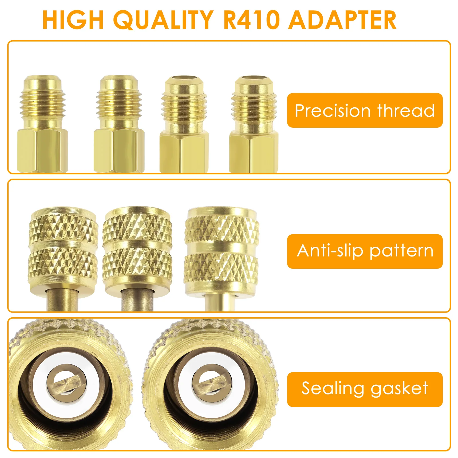 R410 Adapter Kit Metal Split Vacuum Pump Set R410 Converter Connector Durable 1/4SAE to 5/16SAE Adapter R410 Adapter Connector