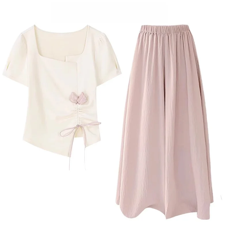 

Новый китайский женский комплект Hanfu больших размеров: летний, в стиле дзен, из двух предметов, для повседневной носки, готовый к выходу, юбка из полиэфирного волокна