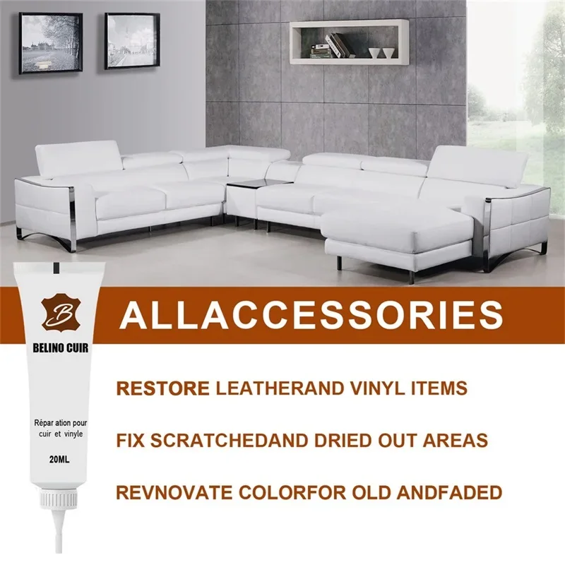 20ml Leather Finish Repair Gel Cream Home Sofa Leather Scratch Cracks Care Complementary Paste Repair Repair Kits White Brown