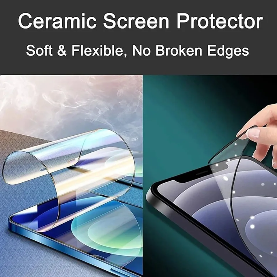 2-10 Piezas Protector de Pantalla Cerámico Para Apple iPhone 18 17Air 16 15 14 13 Pro Max Plus Flexible Película Anti-Huellas 2