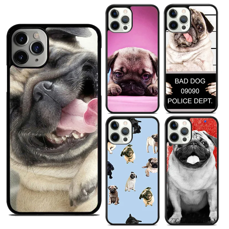 Bonito filhote de cachorro pug cão mops casos de telefone celular móvel para iphone 17 ar 16 16e 15 plus para apple 13 14 11 12 pro max coque funda