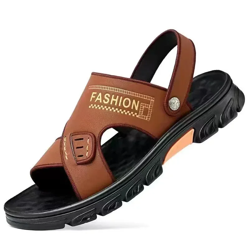 Patent Leather Men's Summer Shoes Man Fashion Casual Comfortable Black Flip-flops Sandals Male Adult Sneakers New Men Slippers