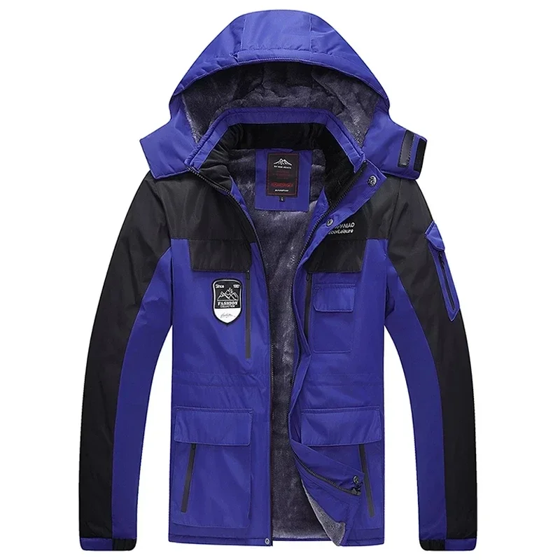Casaco à prova de vento de neve masculino, casaco quente, sobretudo grosso, impermeável, streetwear, casacos, roupas plus size, 8XL, inverno