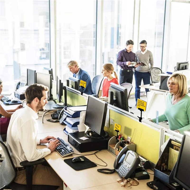 موصى به للغاية-40 قطعة حامل علامة بلاستيكي قابل للتعديل ، مشبك على نمط مزدوج الرأس عرض مقاطع الدورية إعادة استخدام علامة شارة السعر Fo #4