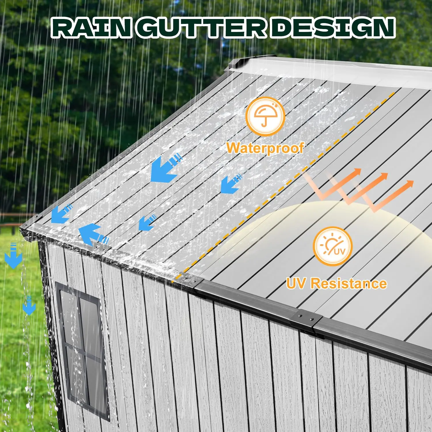 8x6 FT Resin Outdoor Storage Shed with Floor, Plastic Garden Tool Shed, Customized view 4