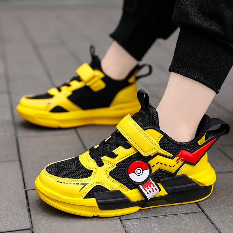 Pokemon Pikachu scarpe sportive per bambini primavera e autunno moda Anime Boy Sneakers studente scarpa da corsa antiscivolo traspirante