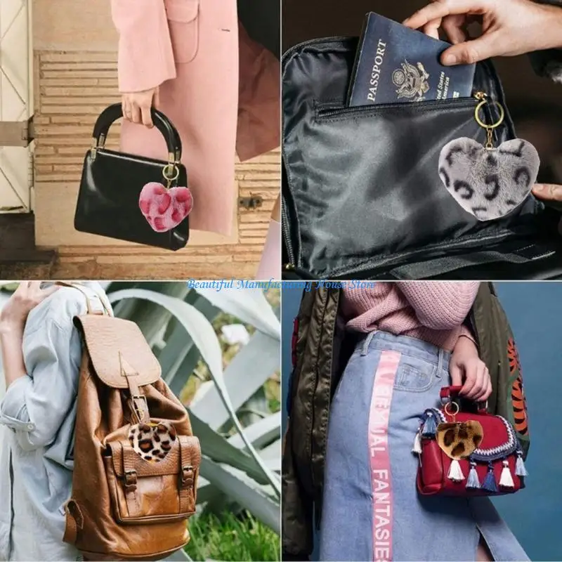 

E56A Fur Ball Pom-Pom Keychain for Car Keyring Phone Handbag Charm Tote Pendant