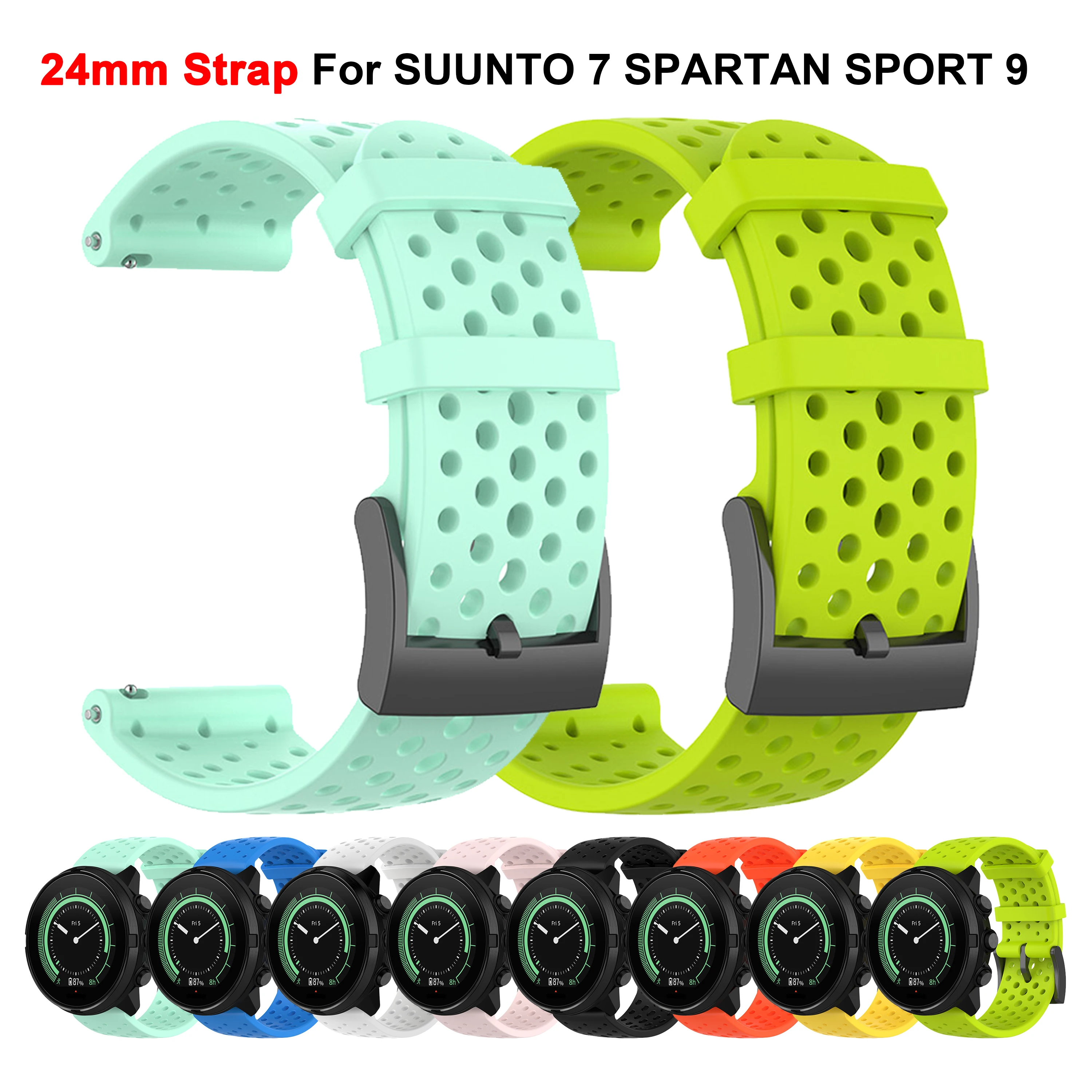 

Sports Silicone Watch Strap Band For Suunto 7 9 D5 Spartan Wrist HR Baro Smart Watch 24MM Band Replacement Breathable Watchband