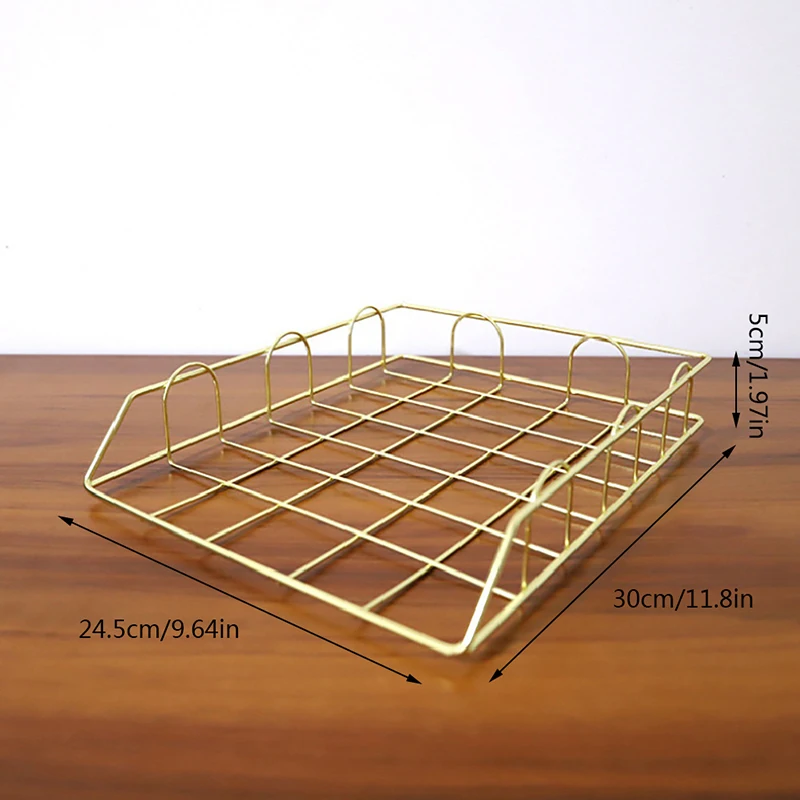 1pcs Metal Stackable Paper Tray Desk Organizer Rose Gold Metal Letter Trays for File Paper Organizer Desk Organizer