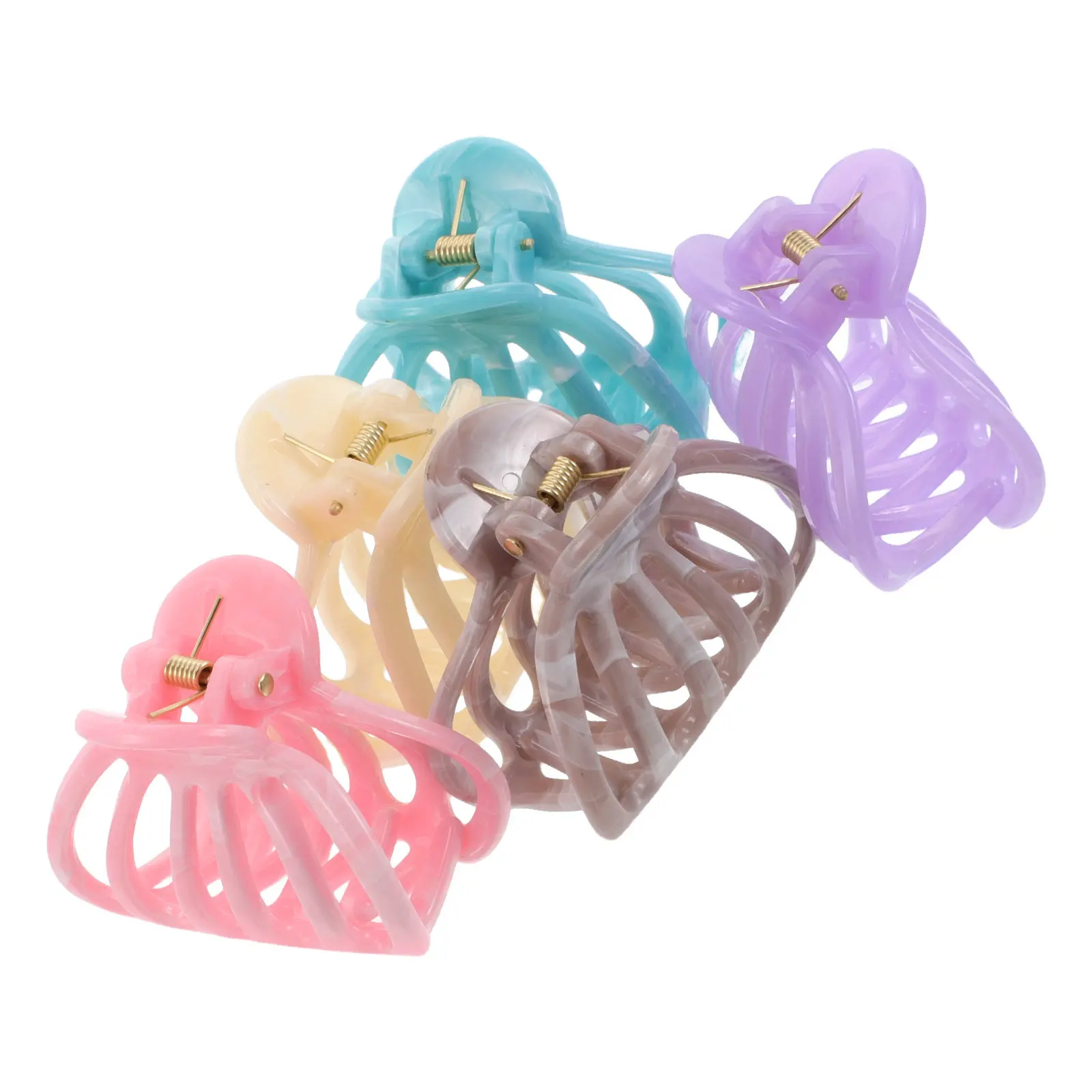 

5Pcs Trendy Mini Claw Clips for Women Pumpkin Shape Hollow Out Shark Hairpin Lightweight Hair Accessories for Fine Hair Half Up