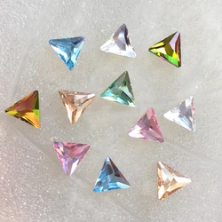 Triangle Shape 100pcs Nails Rhinestone Exquisite Flat Bottom Glitter Glass Multi-colors Stones for 3D Nail Art Decorations