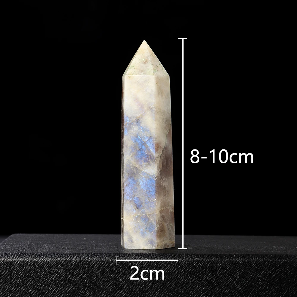 1PC Natural White Moonstone Palm Stone Point Blu Ray Gemstone Tower Crystal Energy Stone Reiki Gift Home Decorate