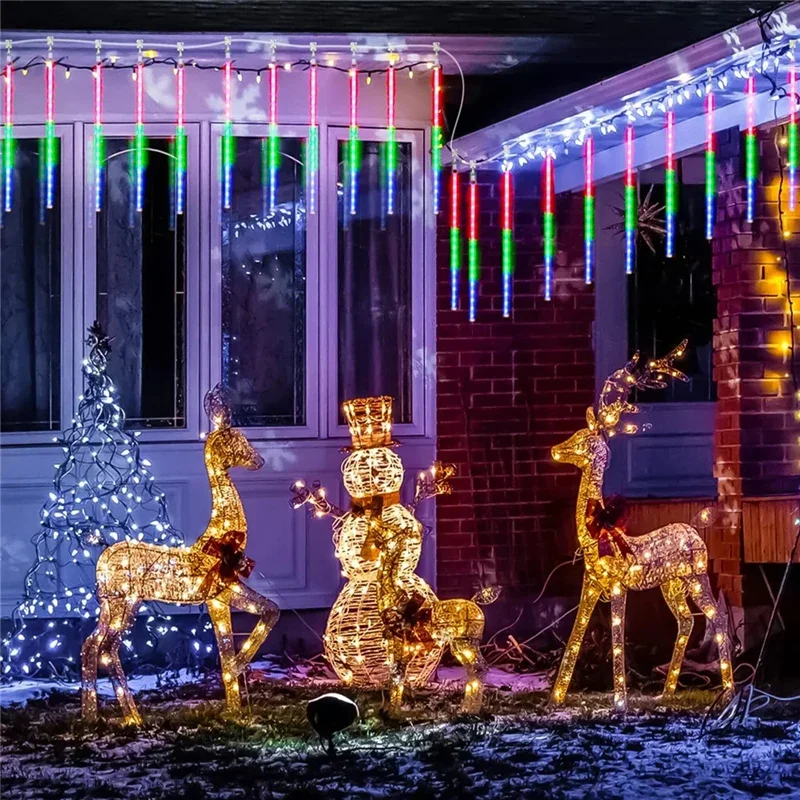 1/2/3/4 zestaw LED deszcz meteorytów światła wróżka girlanda żarówkowa na przyjęcie świąteczne Patio wiosenny festiwal dekoracje ślubne na świeżym