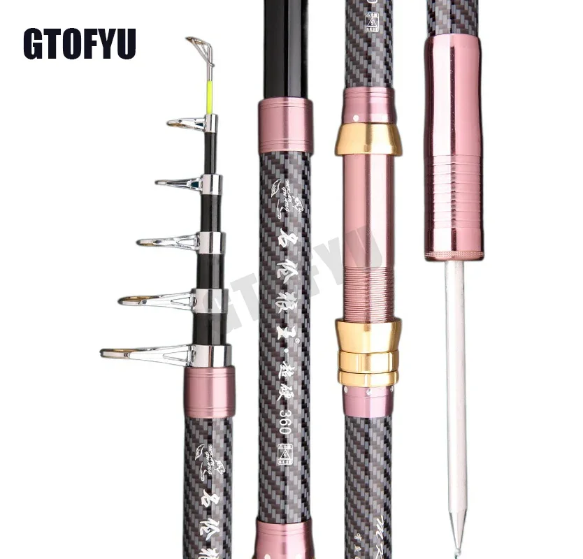 Portable 15kg Fishing Pole 2.7/3.0/3.6/4.2/4.5m Fishing Rod Tough Carbon Fiber Telescopic Travel Sea Boat Spinning Fishing Rod