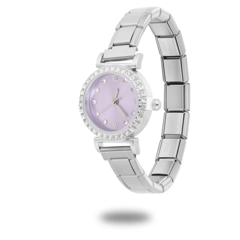 Y2K DIY 9MM Width Elastic Charm High-Quality Stainless Steel Flower Square Round Watch Shiny Bracelet Bangle For Christmas Gift