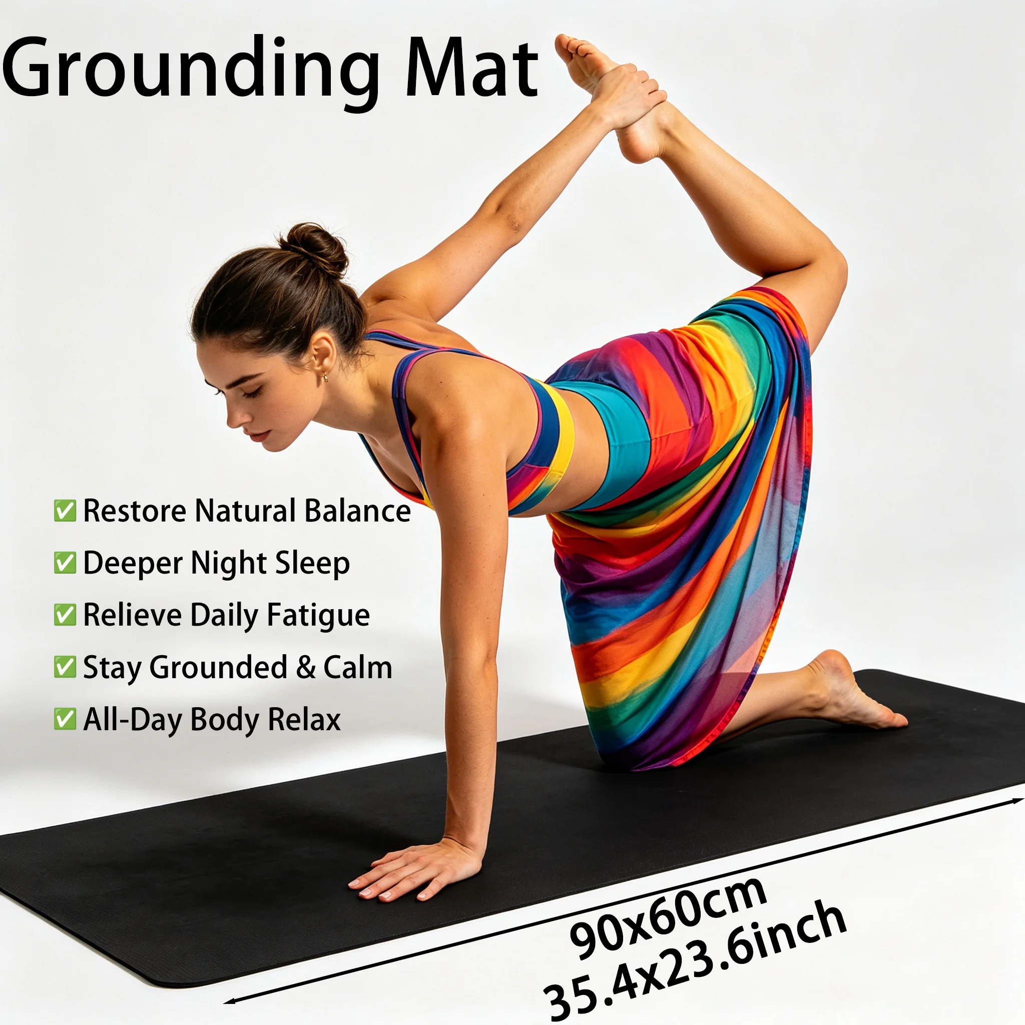 90x60cm Grounding Mat Earthing Pad Conductive PU Leather for Sleep Support EMF Protection Stress Relief and Wellness Comfort Kit