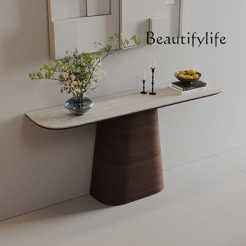 طاولة مدخل من ألواح الصخور على طراز العصور الوسطى من O، ممر غرفة المعيشة، الممر، منصة المدخل، مدخل من الخشب الصلب