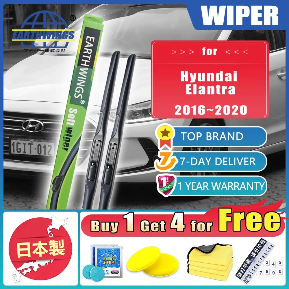 

For Hyundai Elantra 2016~2020 AD Avante MK6 Car Front Rear Windshield Wiper Accessories Blade Rubber Protective Windscreen Clean