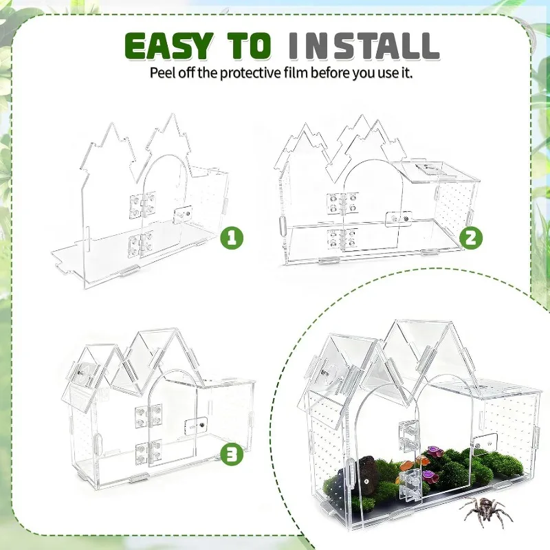 Acrylic Terrarium Transparent Jumping Spider Reptiles House Snails Tree Frog Gecko Lizard Breeding Cage Reptile Enclosures view 5