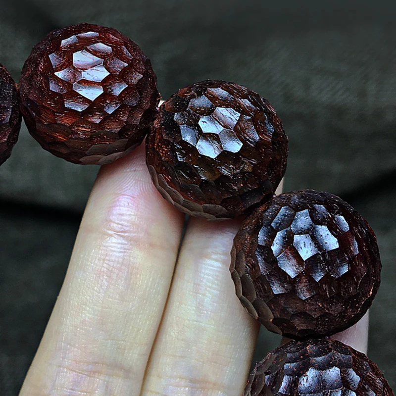 Indian Lobular Red Sandalwood Bracelet Men's Handmade Hammer Bucket Beads Old Material Venus Sandalwood Rosary Bead Bracelet