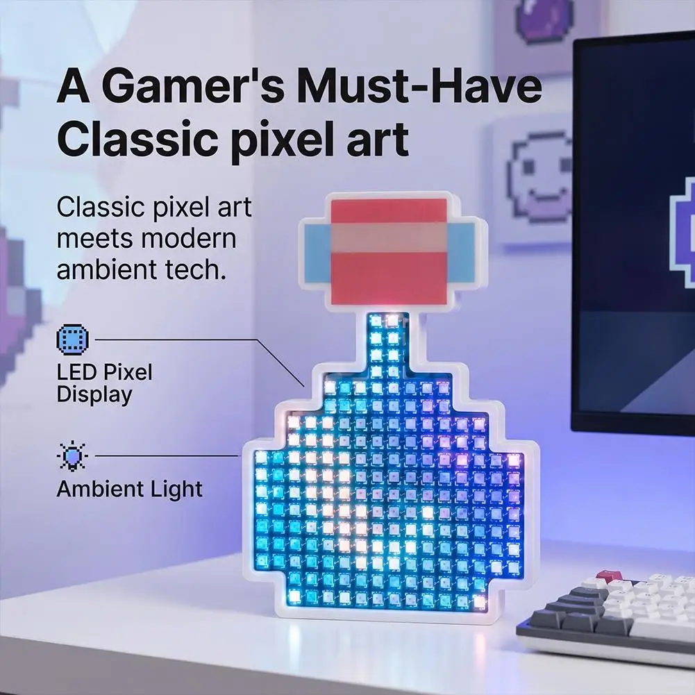 Pixel Potion Bottle Light Shake Sensing Dynamic Light Effect USB-C Charging Color LED Desk Lamp Gaming Room Decorative Ornament view 4