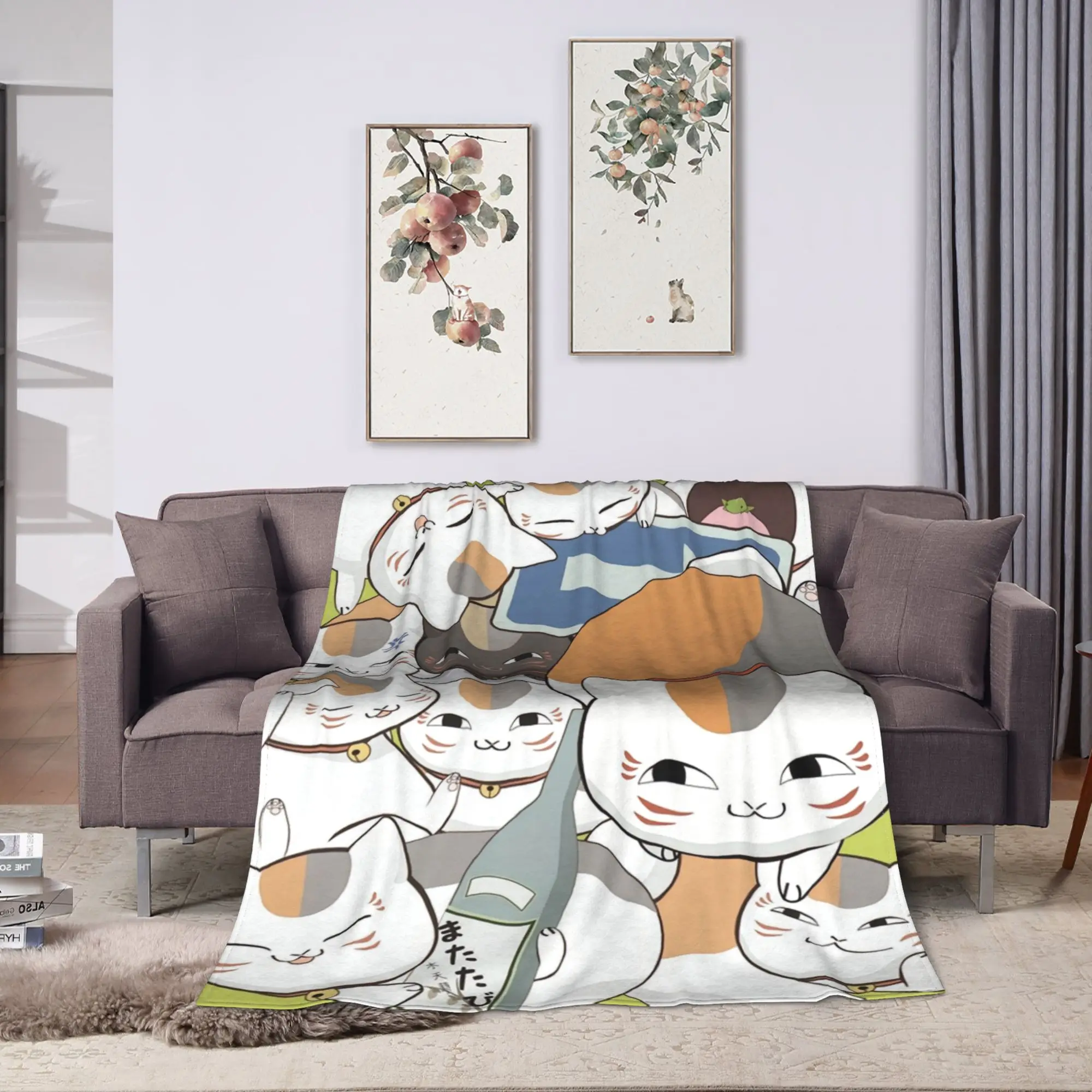 anime N-Book Friends N-Natsume Flannel Blanket  Warm Soft Throw Blanket for Couch Chair Decorative Bedspread Sofa Bed Cover