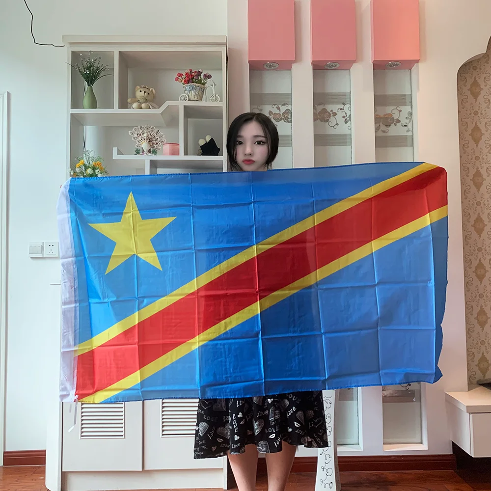 Zwjflagshow Vlag Congo Democratische Republiek Van De Congo Vlag Polyester Hangende Banner 3X5 Ft Nationale Vlag Huisdecoratie Vlag