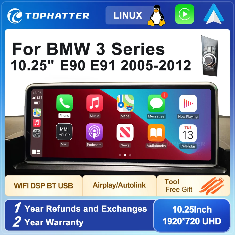 

10.25" Car Radio For BMW M3 320 323 325 330 E90 E91 Linux Wireless CarPlay Android Auto Multimedia Head Unit Screen Player