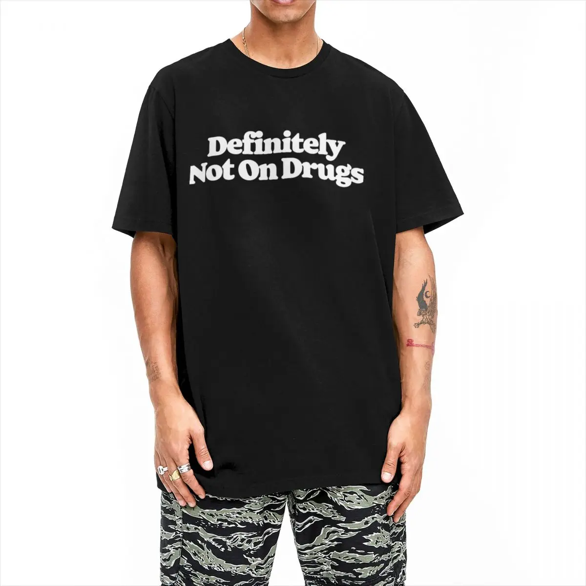 Men Women's T-Shirt Definitely Not On Drugs T Shirts Harajuku Funny Sarcastic Summer Tee Shirt Loose Cotton Tops Gift Idea