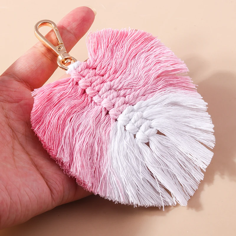 Pretty Handmade knitted Leaf Keychain Tassels Keyring Pendants for Women Girls Handbag Decor Charms DIY Key Chain Jewelry Gifts