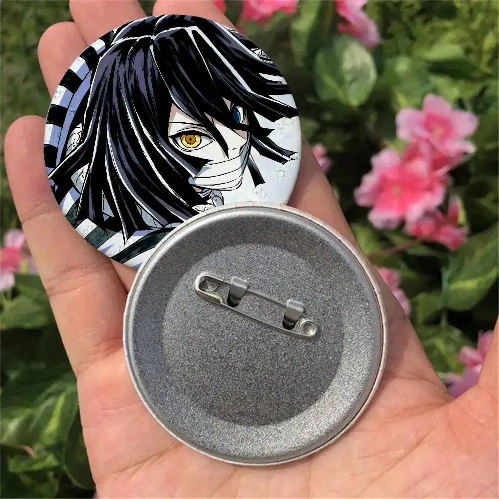 Anime Cool Obanai Iguro Cartoon Badges Button Round Creative Pin Brooch Badge Bag Decor Accessories Fans Collect Friends Gifts