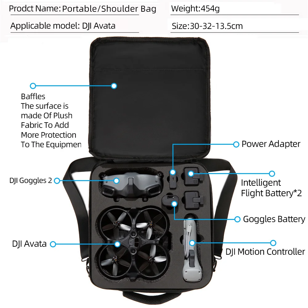 for DJI Avata Organizer Shoulder Bag Carrying Case Accessories for DJI Avata Backpack Protable Box