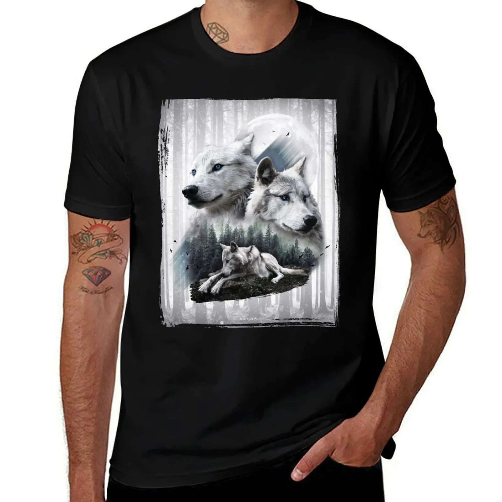 

White Wolves T-Shirt t shirts for man graphic funny man t shirt cotton high quality T-Shirt