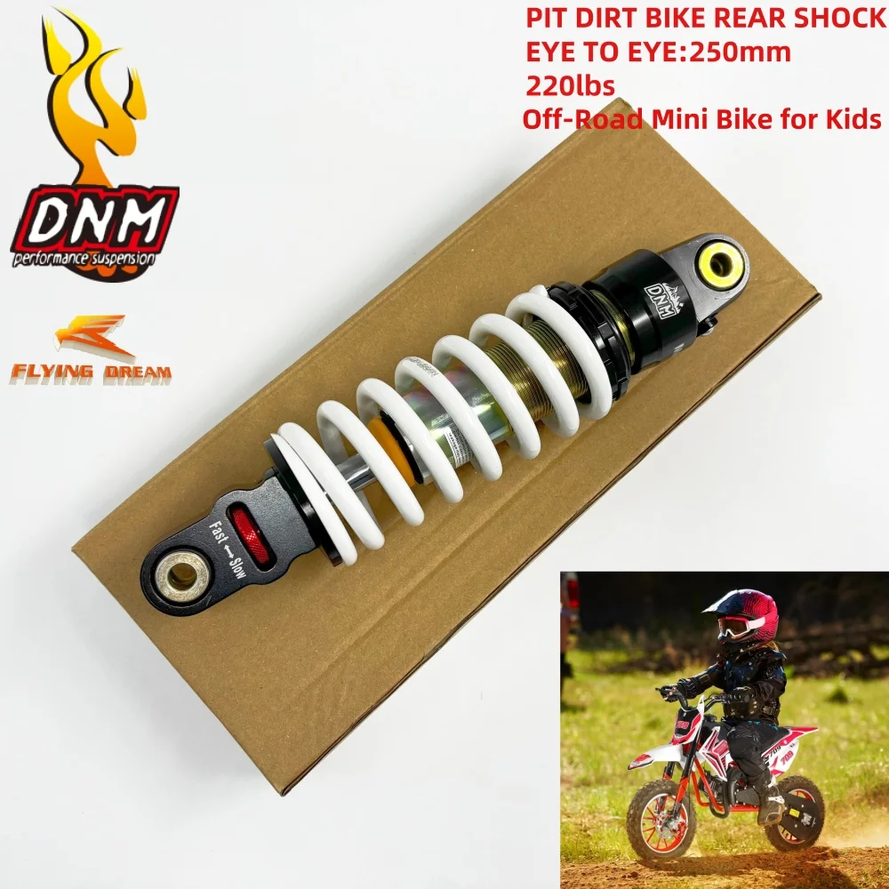 DNM MK-AR Spring Shock Absorber Hydraulic with Damping Adjust Rear Shock Absorber 250mm 220lbs for Children Pit Dirt Bike