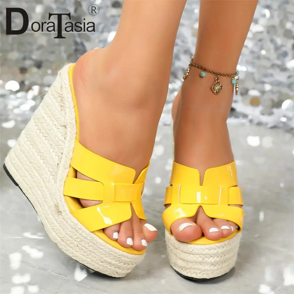 Big Size 43 Brand Design Female Platform Slides Fashion Solid Wedges High Heels Womens Slippers Party Sexy Nightclub Woman Shoes