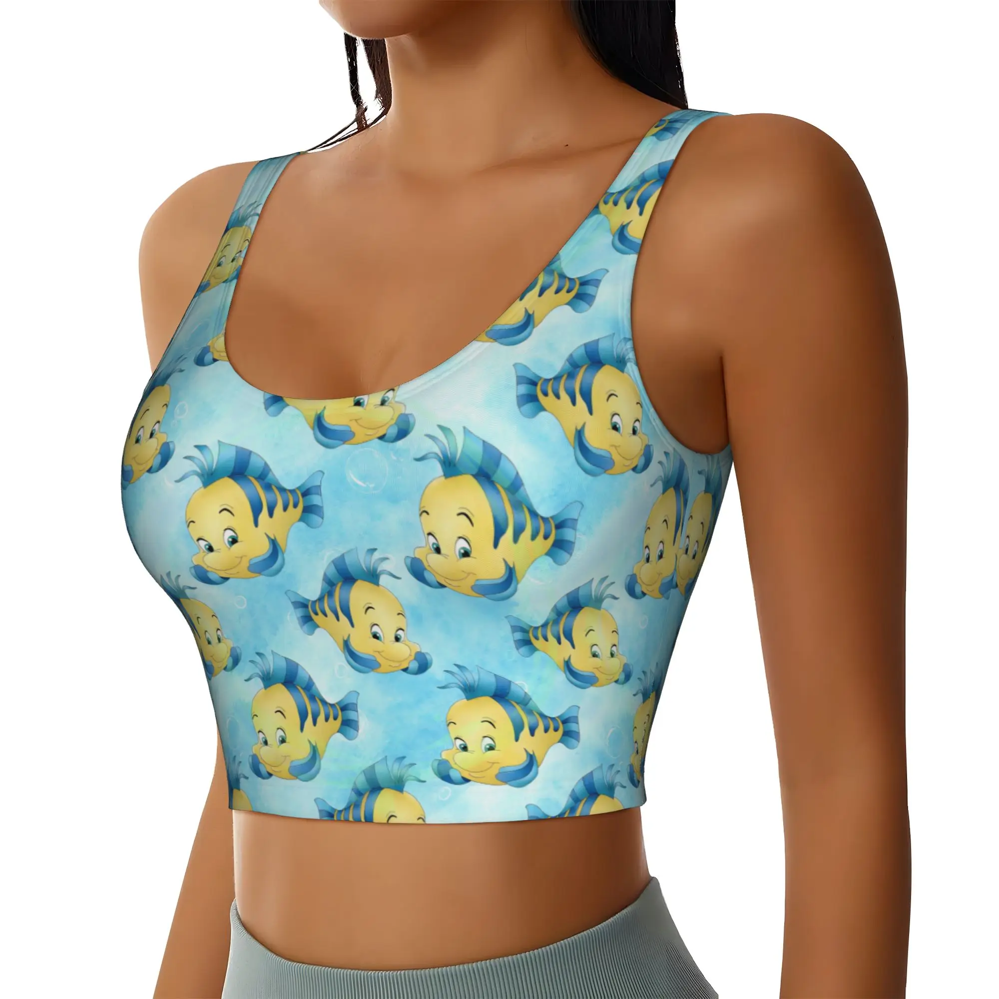 Custom Littles Anime Mermaides Workout Crop Tank Tops for Women Manga  Running Sports Bras