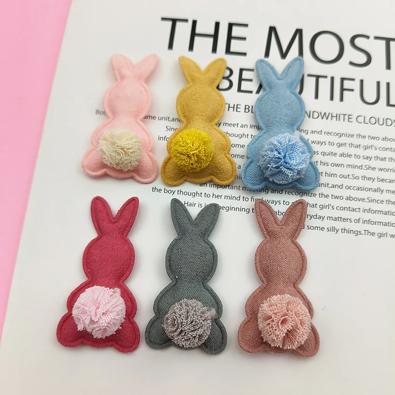 24pcs/lot 2.8*5cm Felt Rabbit Pads Patches Appliques for Easter Craft Clothes Sewing Supplies DIY Hair Clip Accessories