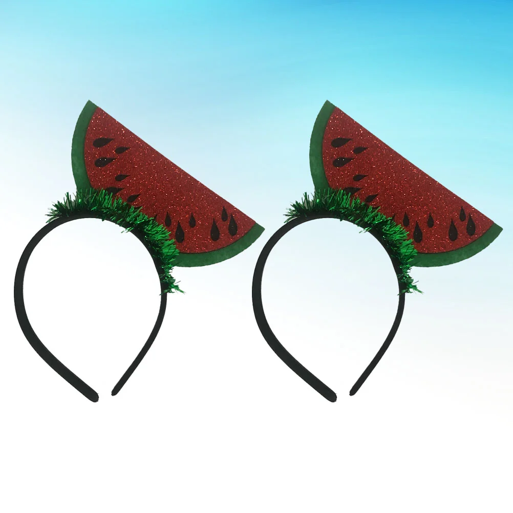 

2 Pcs Hair Jewelry Watermelon Design Headbands Headdress Headgear Hoops Party Supplies