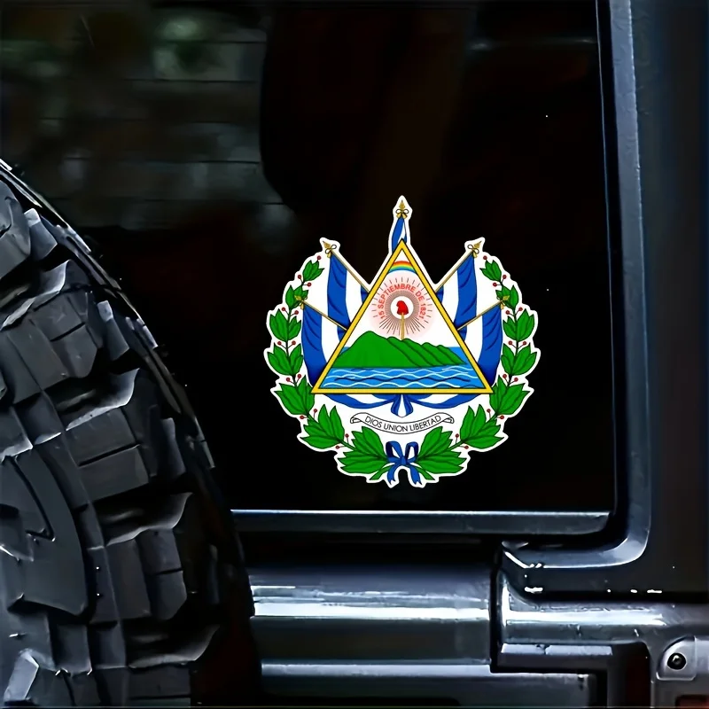 Salvadoran Coat Of Arms Sticker Escudo De El Salvador Flag Car Vinyl Decal Bumper Sticker