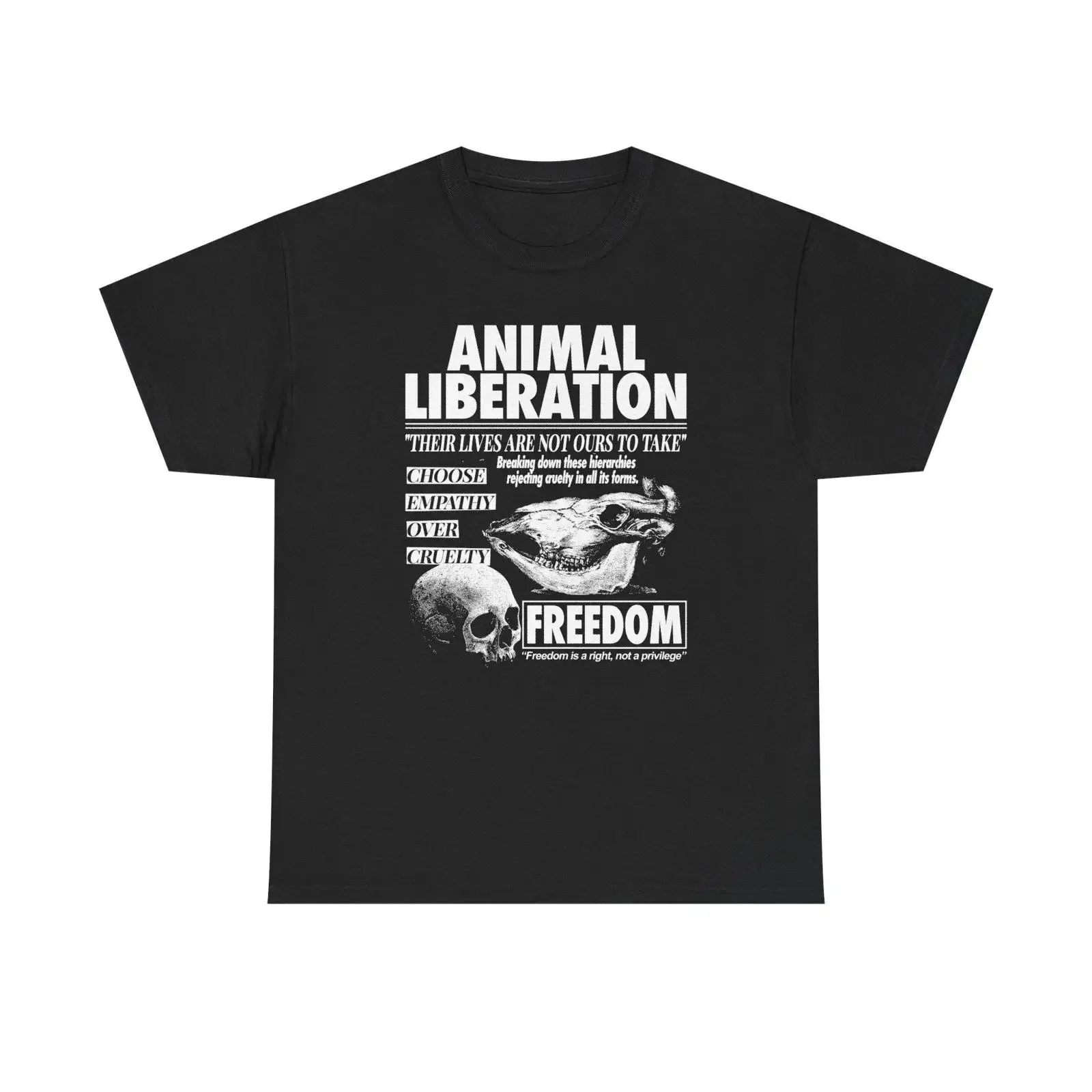 Animal Liberation Empathy Over Cruelty Skull T Shirt Anti Rights Advocacy Cotton  vintage Washed homme Breathable Casual
